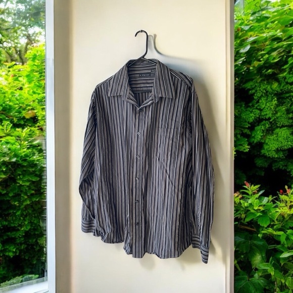 Men’s J FERRAR Black Striped Shirt - Picture 1 of 5